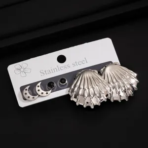 Edelstahl geometrische Ohrringe Set mit Muschel Mond und Stern Anhanger fur Damen.