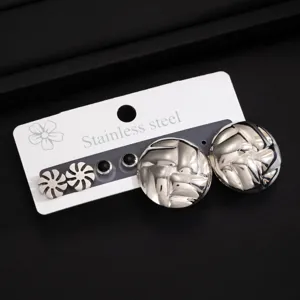 Edler Edelstahl Ohrring Set, minimalistischer geometrischer Ohrschmuck in Silber für Damen.