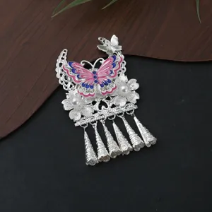 Chinese style Miao silver DIY butterfly tassel fridge magnet detail charm accessory