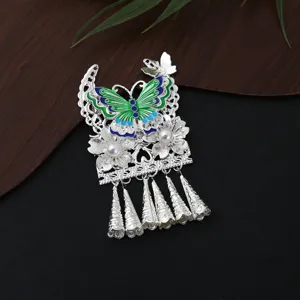 New Chinese Miao silver butterfly tassel pendant DIY decorative accessory and stylish fridge magnet