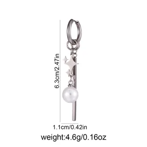 Stainless steel geometric star pearl dangle earrings for women fashion jewelry gift