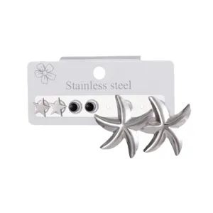 Edelstahl Seestern und Stern Ohrring Set fuer Damen minimalistischer Modeschmuck