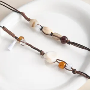 Catena da vita bohemien con perle artigianale cintura intrecciata pietre naturali