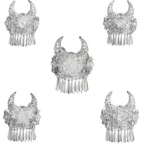 Etnische Miao Zilveren Holle Bloem Kwast Vlinder Haarkroon Vrouwen Vintage Metalen Hoofdtooi Reizen Souvenir Hoofdsieraad