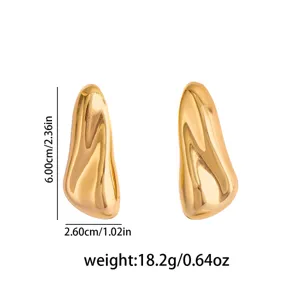 Gold abstract geometric metal earrings, stylish irregular organic earrings for women.