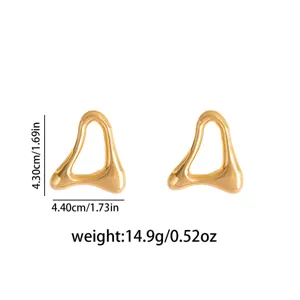 Retro metallic hollow geometric earrings, exaggerated leaf design, chic statement jewelry.
