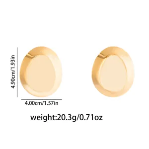 Chic minimalist gold geometric metal drop earrings with glossy finish for women daily wear.