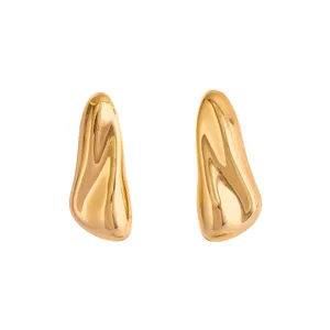 Chic 18k gold plated abstract geometric teardrop earrings, modern minimalist statement jewelry.