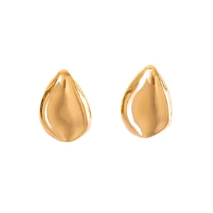Gold-plated metal teardrop earrings, minimalist geometric design, stylish daily wear accessories.