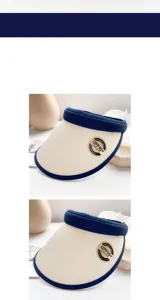 Detailed product view of women's summer anti-UV empty top sun protection visor hat.