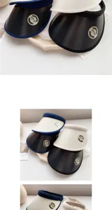 Stylish women empty top sun visor hat, UV protection summer outdoor sports cap detail.