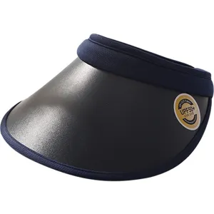 Women summer empty top sun visor hat anti-uv protective dark blue duck tongue sports cap.