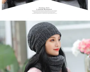 Winter warm thick fleece lined knitted beanie and scarf set for men and women stylish cold weather gear