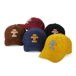Unisex Faux Suede Baseball Cap Letter Embroidered Adjustable Curved Brim Hat Casual Outdoor Sun Protection Hat