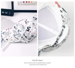 White graffiti baseball cap with long strap trendy curved brim hat for men and women