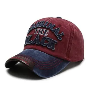 Vintage washed baseball cap for men and women, distressed embroidered brim casual hat