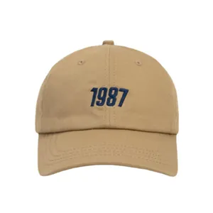 Khaki 1987 embroidered baseball cap, casual soft top couple hat for daily fashion wear.
