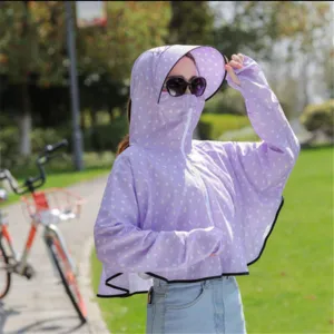 Mujer corto con capucha ropa de proteccion solar uv verano delgado chaqueta seda