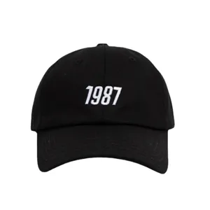 Korean style black 1987 embroidered baseball cap for men and women casual fashion sun hat.