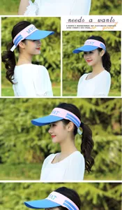 Sombrero de sol vacío azul rosa para mujeres verano deportes aire libre tenis correr protección