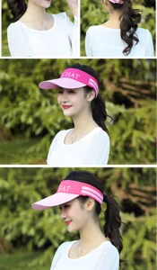 Mujer verano vacio sombrero de sol visera deporte tenis rosa gorra proteccion solar transpirable