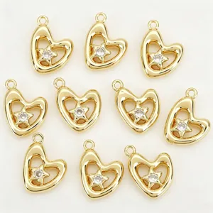 Pendentifs coeur creux etoile strass dores accessoires bijoux DIY vue detaillee