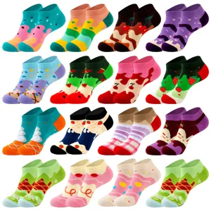 Calzini Bassi in Cotone Donna Motivi Frutta Dessert Fragola Anguria Gelato Tessuto a Maglia Traspirante Casual Fantasmini