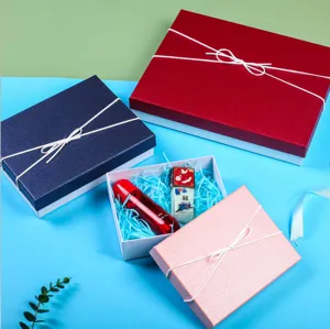 Luxury gift packaging box with elegant bow tie, ideal for presenting clothing and gifts.