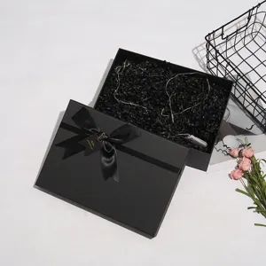 Scatola regalo nera con fiocco, grande confezione vuota di alta qualita per feste di compleanno.