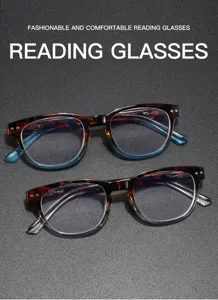 Stylish tortoise shell reading glasses with anti-blue light lenses and spring hinges for women.