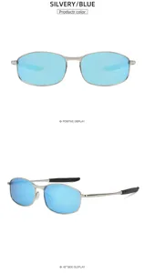 Classic metal sunglasses with blue polarized lenses, UV protection for men and women.