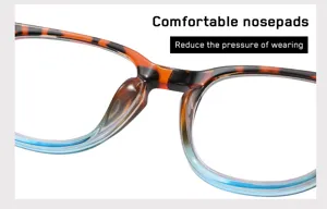 Comfortable nosepad reading glasses with leopard print frame for women, anti-blue light design.