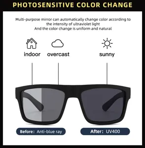 Photosensitive color changing sunglasses outdoor driving polarized eyewear with UV400