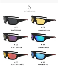 Polarized sports sunglasses for outdoor cycling and fishing with six vibrant color lens options.