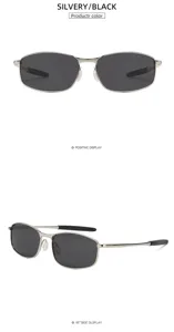 Details showing the metallic frame and black polarized lenses from multiple angles clearly.
