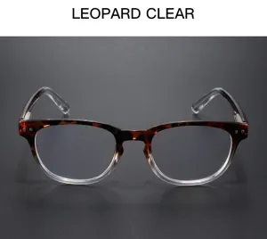 European style leopard clear frame reading glasses with anti blue light spring hinge model