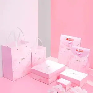 Romantic Cherry Blossom Pink Gift Box Set Empty Present Packaging Box For Birthday Party Wedding Holiday Gift Storage