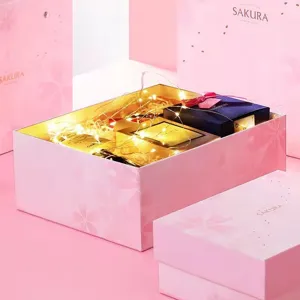 Large pink gift box empty packaging for romantic celebrations birthdays and special occasions.