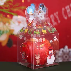 Transparent PVC Christmas apple gift box packaging for holiday celebration and parties.