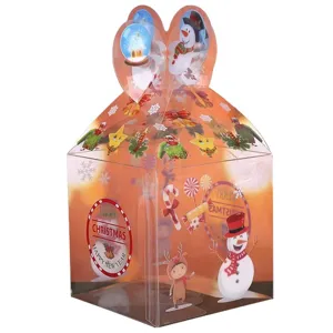 Transparent PVC Christmas apple gift box holiday candy packaging box with cute rabbit ear design.