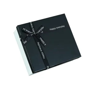 Exquisite black gift box with a chic ribbon bow, perfect for packing romantic holiday presents.