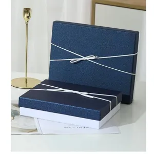 High Grade Hard Paper Gift Box With Ribbon Bow Lid Design For Apparel Scarf Gift Packaging