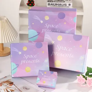 Pink Starry Sky Gift Box Paperboard Gift Packaging Box Aesthetic Birthday Party Present Storage Box Set
