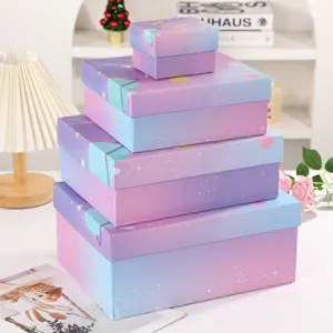 Pink starry sky gift box set featuring beautiful gradient design, perfect for presenting gifts.