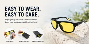 Stylish sports cycling sunglasses with yellow lenses for outdoor fishing, beach, and running use.