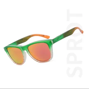 Lunettes de soleil polarisees 2026, monture dégradée vert orange, mode sport plage lunettes.