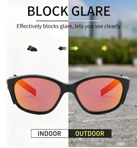 Polarized windproof sunglasses with stylish black frame and reflective lenses for outdoor driving.