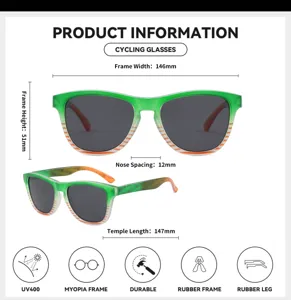 lunettes de soleil de cyclisme polarisees coupe du monde cadre degrade vert avec uv400.