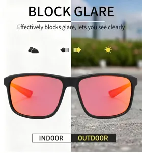Detail view of polarized sunglasses showing anti-glare performance for outdoor sports.