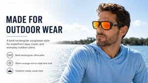 Occhiali da sole sportivi polarizzati da uomo con montatura squadrata e lenti a specchio top.